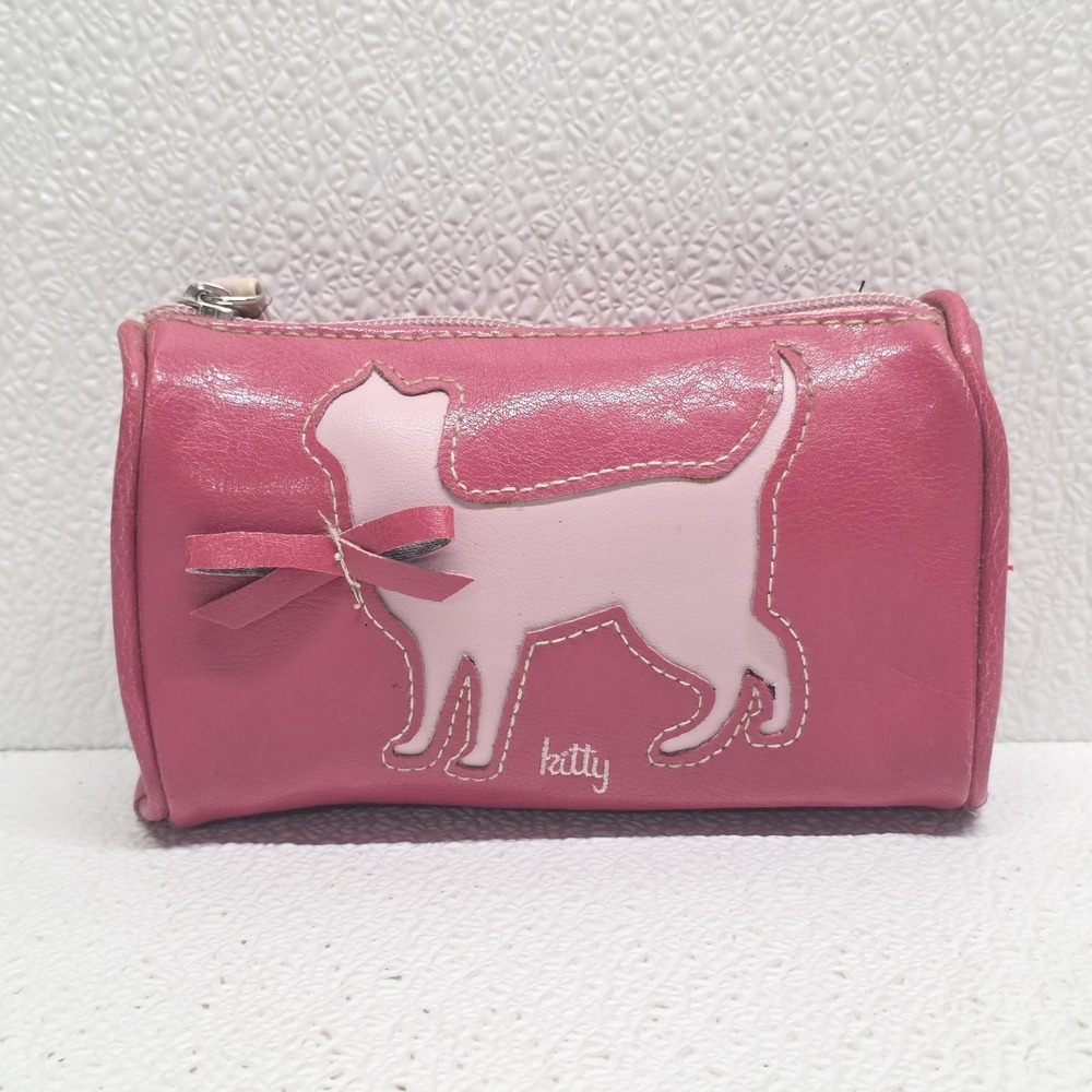 Mixit Y2K Kitty Cutout Embroidered Pink Makeup Bag Pouch Vintage